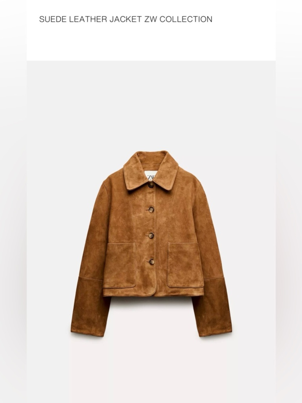 Zara Suede Leather Jacket ZW Collection in Brandy
